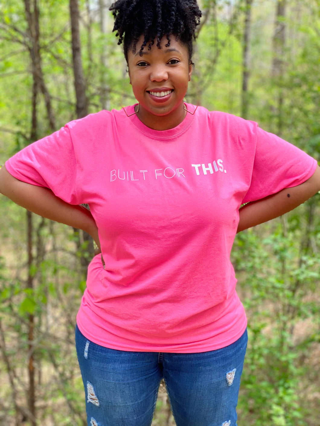 Neon Pink Crew Neck (white logo)