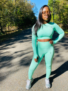 Mint Green High Waist Training Set